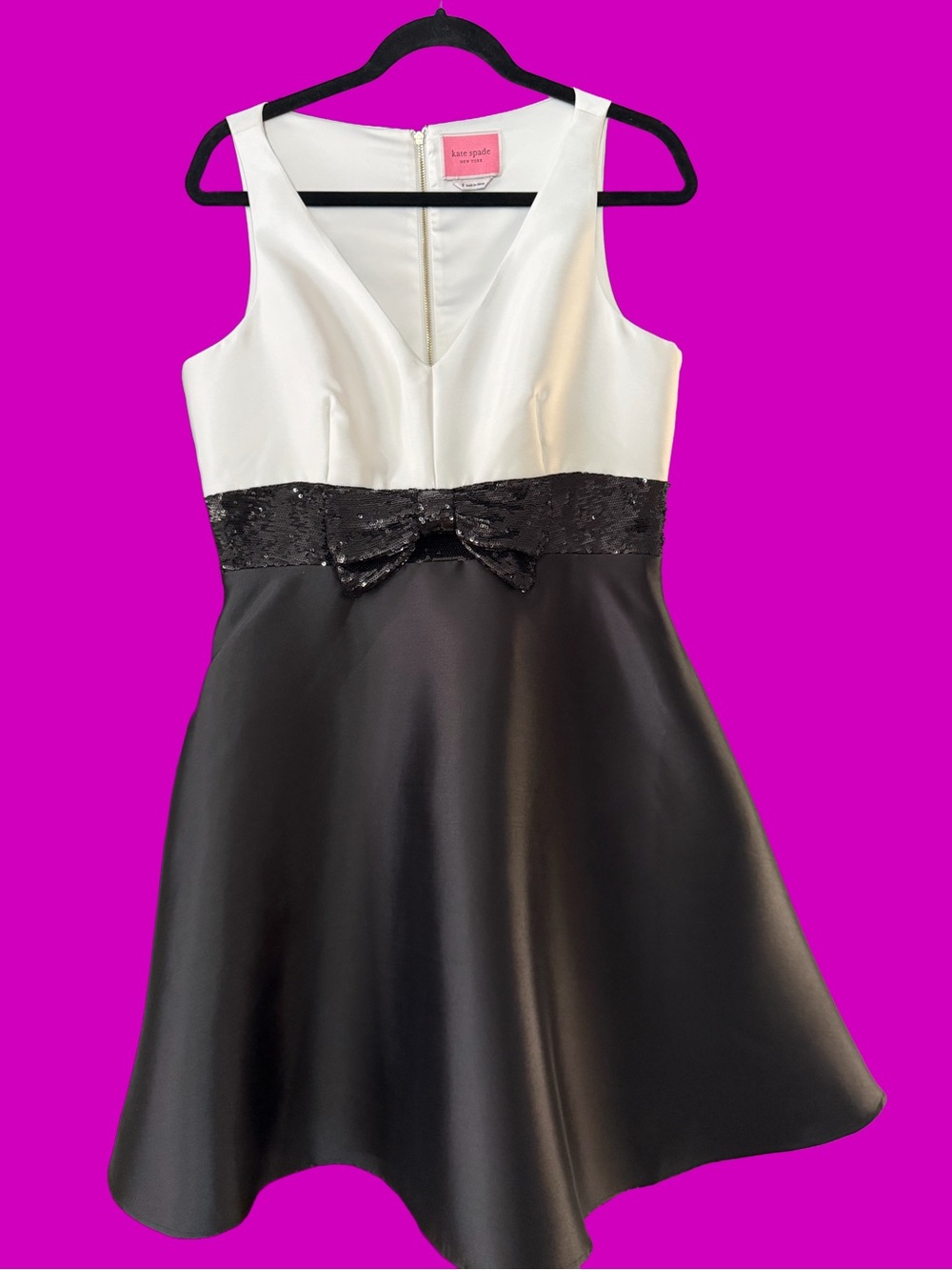 kate spade Black and White Sequin-Waist Fit-and-Flare Girls Dress